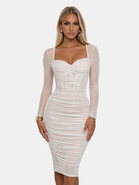 Open Back Mesh Midi Dress