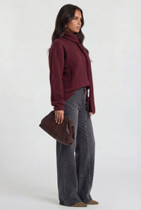 Wide Leg Grey Denim Jeans Studded Details