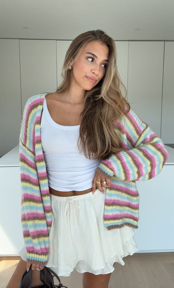 Oversized Stripe Cardigan Sweet Caramel