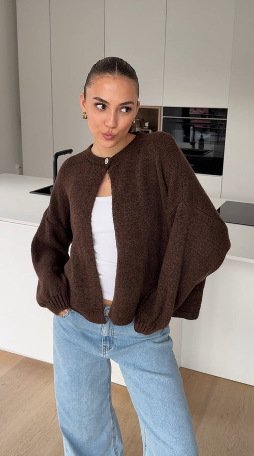 Button Cardigan Chocolate