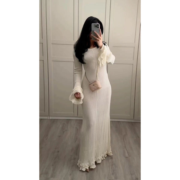 Elegantes Langarm Maxikleid