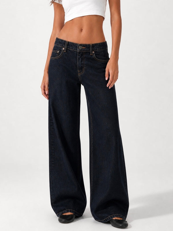 Low Waist Wide Leg –  Dark Blue