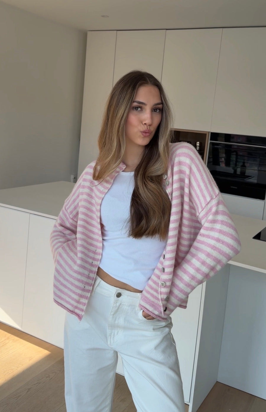 Button Striped Cardigan Blossom