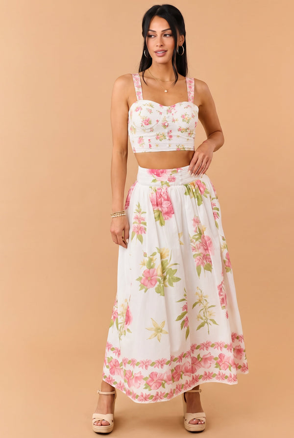 Bianca Floral Crop Top and Skirt Set